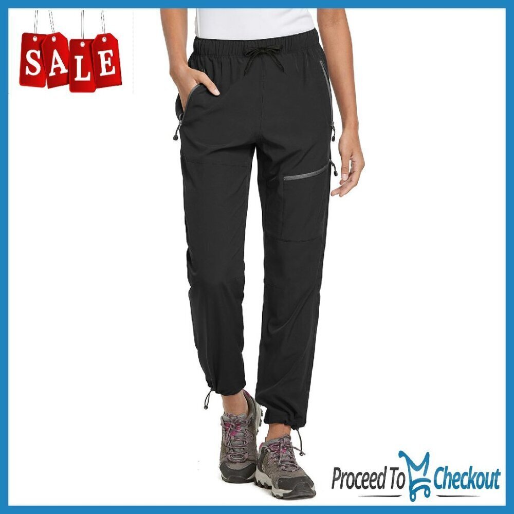 Women's Quick Dry Hiking Pants Elastic Waist Cargo Water Resistant